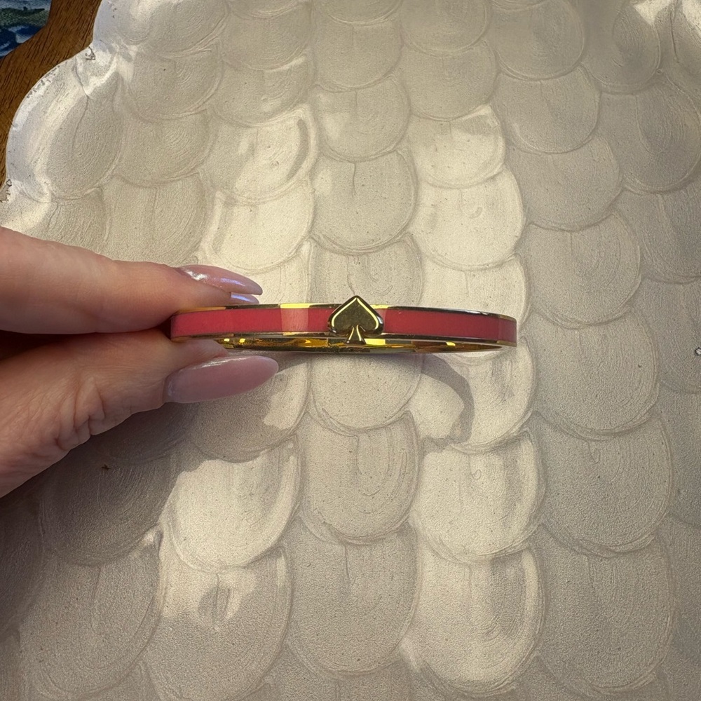 Kate Spade Coral and Gold Heart Bangle